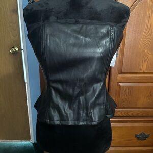 Black faux leather corset top